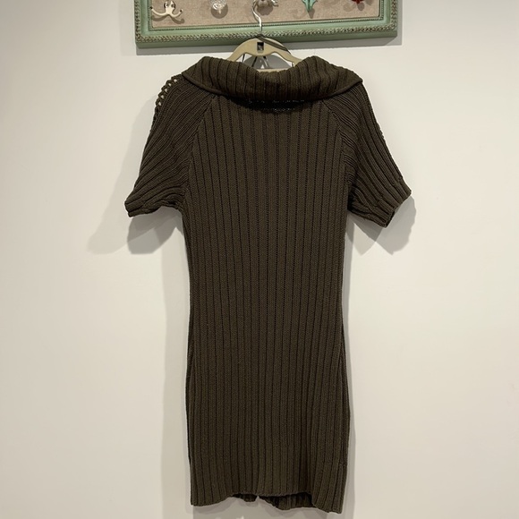 DKNY Jeans short sleeve midi cardigan knit sweater green medium button front - Picture 7 of 10